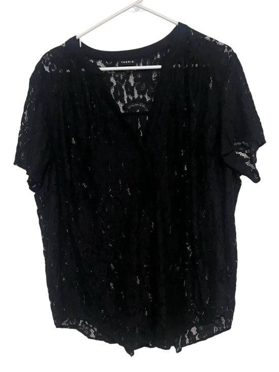 Torrid Tops - Torrid Harper Full Lace Blouse Women’s 2X 2 Black Sheer Unlined Short Sleeve Top